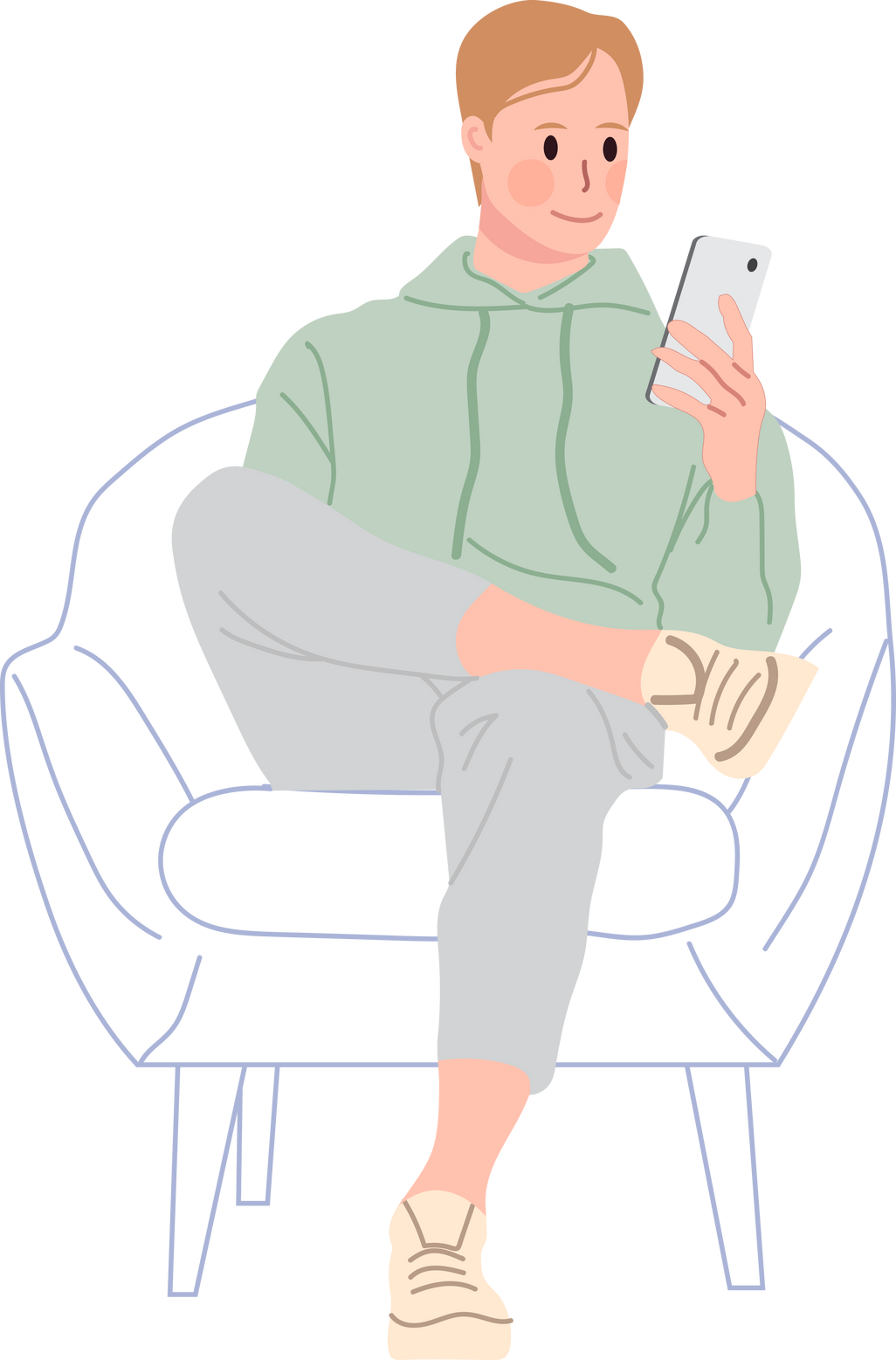 Man Sitting and Using Smart Phone